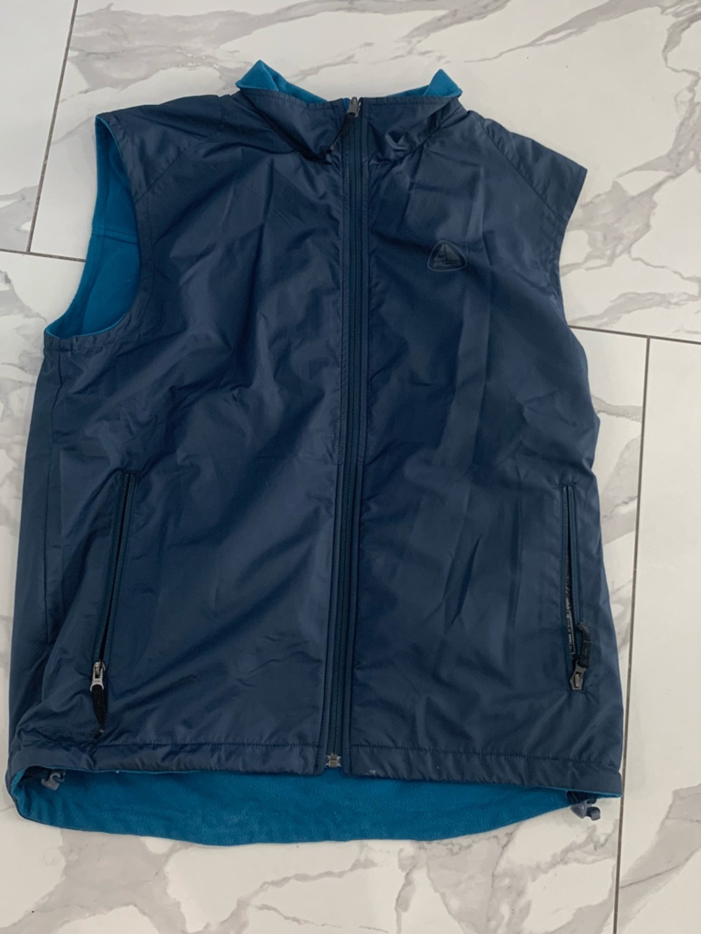Vtg Nike ACG Vest Mens Medium Blue Navy Reversible Clima Layer 3 Fit Oudoor Y2K
